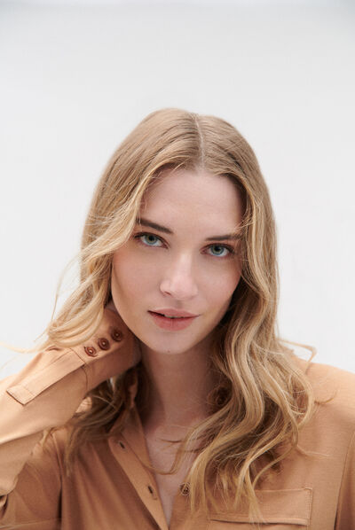Chemise Albi en jersey camel femme