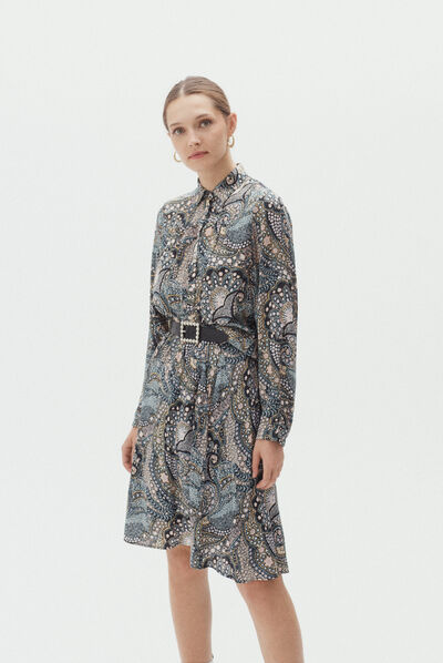 chemisier celeste noir femme