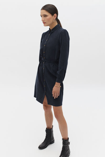 robe rio velours bleu marine femme