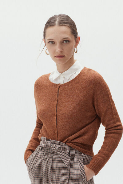 gilet heloise marron cognac femme