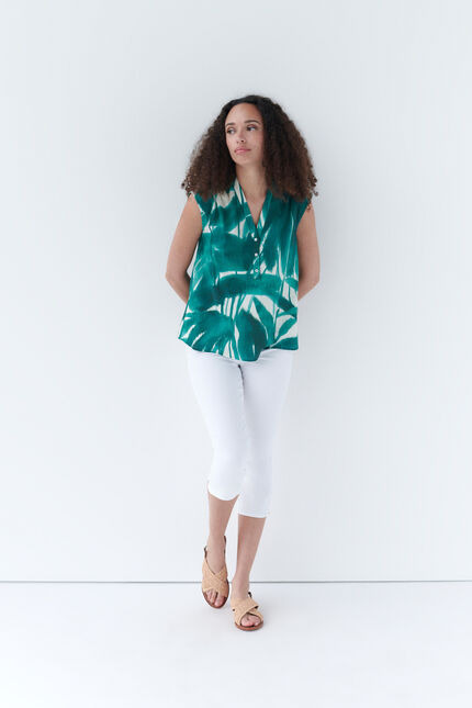 Blouse marguerite vert emeraude femme