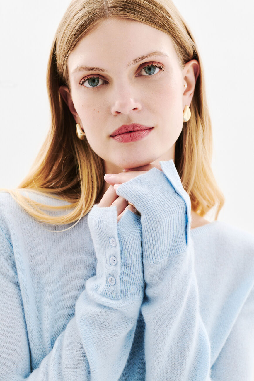 Mzoan Pullover 100% Kaschmir pastellblau damen