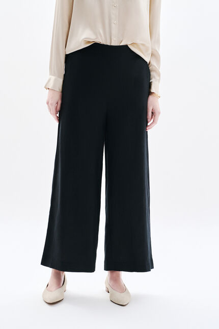 Pantalon pandi 100% lin noir femme