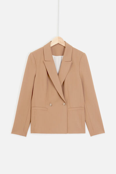 veste octavie double boutonnage camel femme