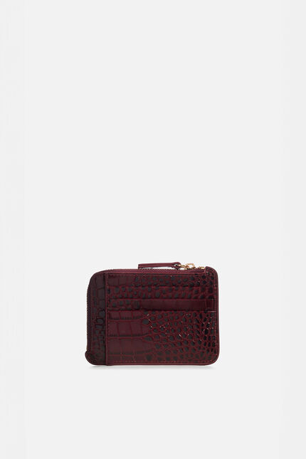 Porte-cartes stanley3 en cuir naturel bordeaux femme