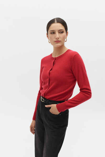 gilet caroline 100% cachemire rouge femme