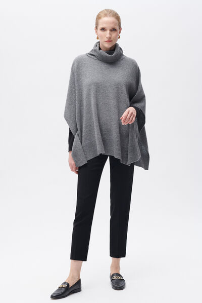 Poncho helise gris femme