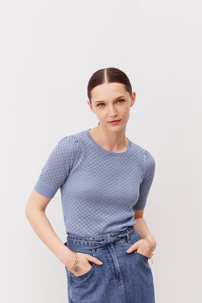 Malha Rosalia denim stone mulher