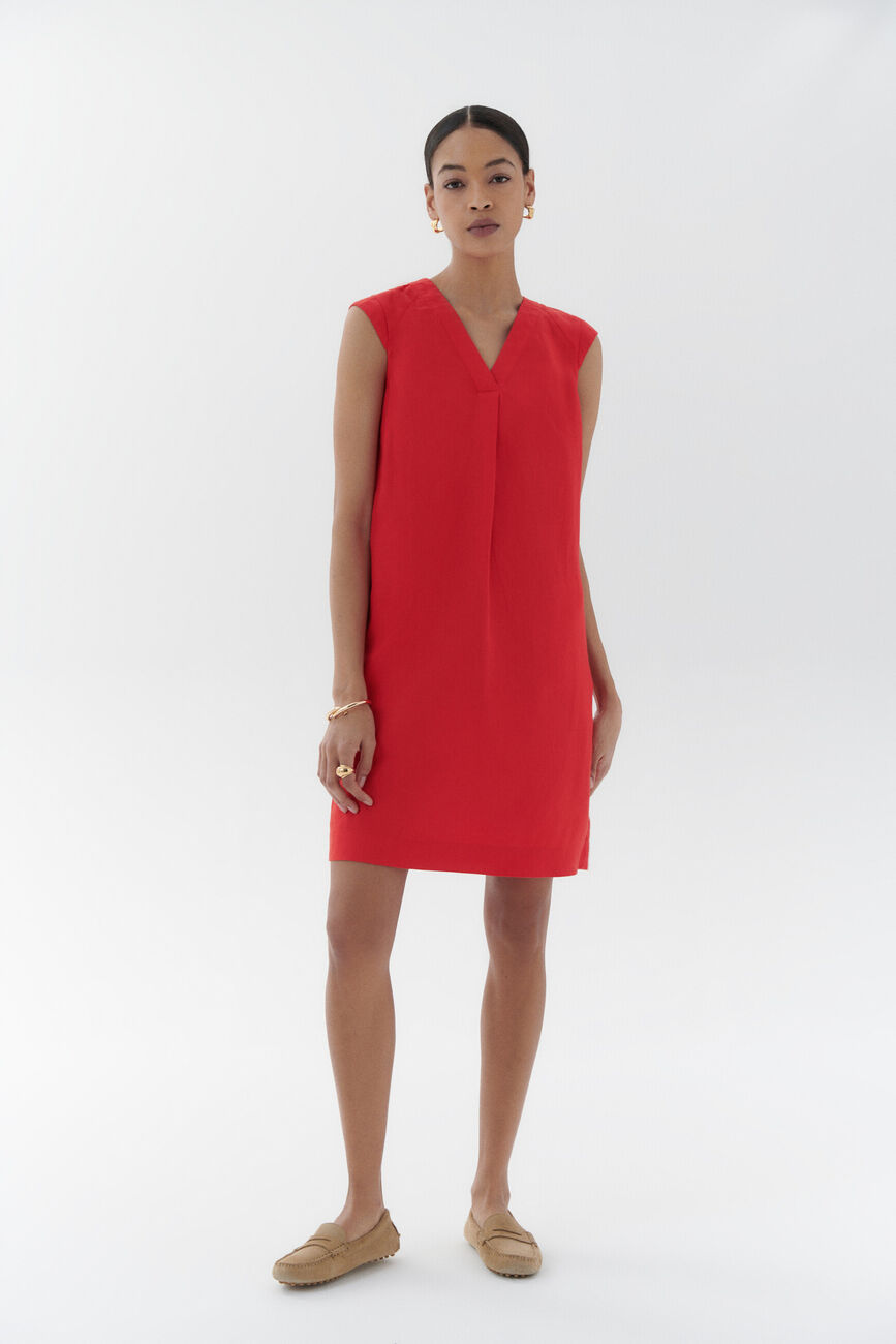 robe pamela 100% lin rouge femme