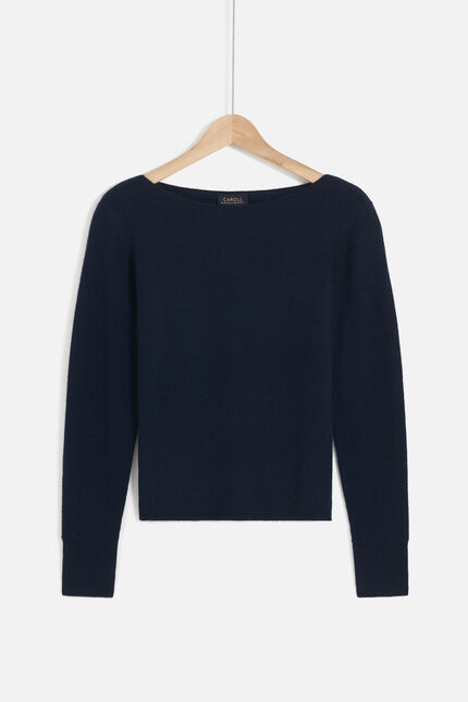 Pull mzoan 100% cachemire bleu marine femme