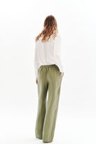 Pigment trousers 100% linen khaki green woman