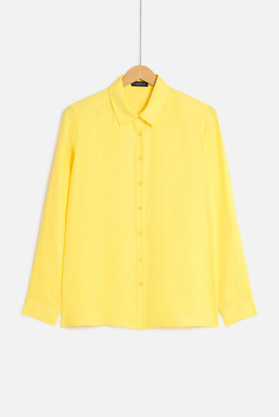 Camisa Brenda 100% linho amarelo mulher
