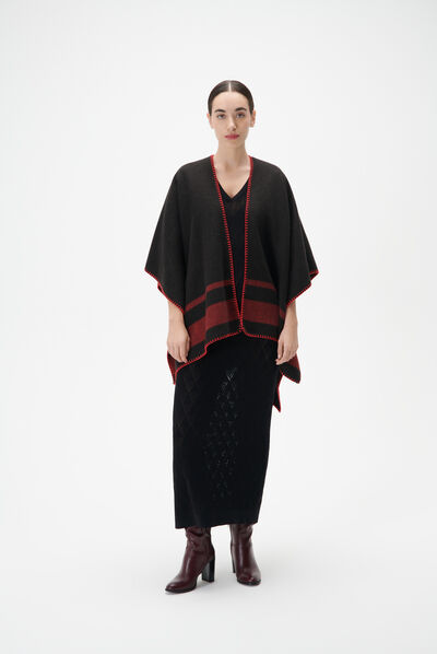 Poncho hared rouge femme