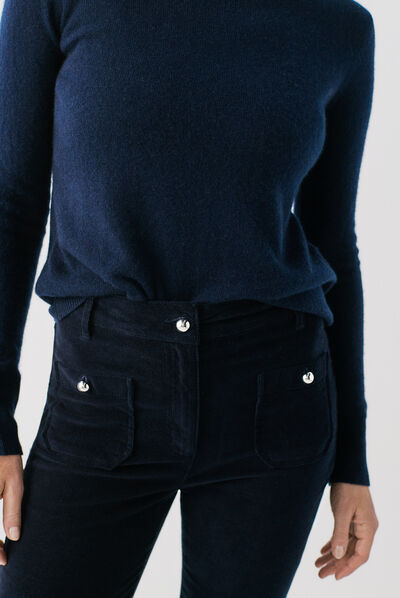 Pantalón pelley azul marino mujer