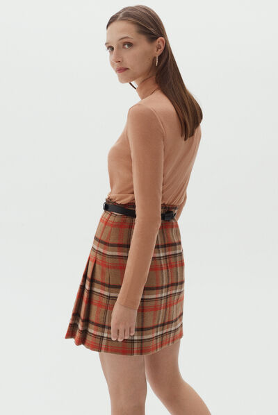 jupe margaret plaid camel femme
