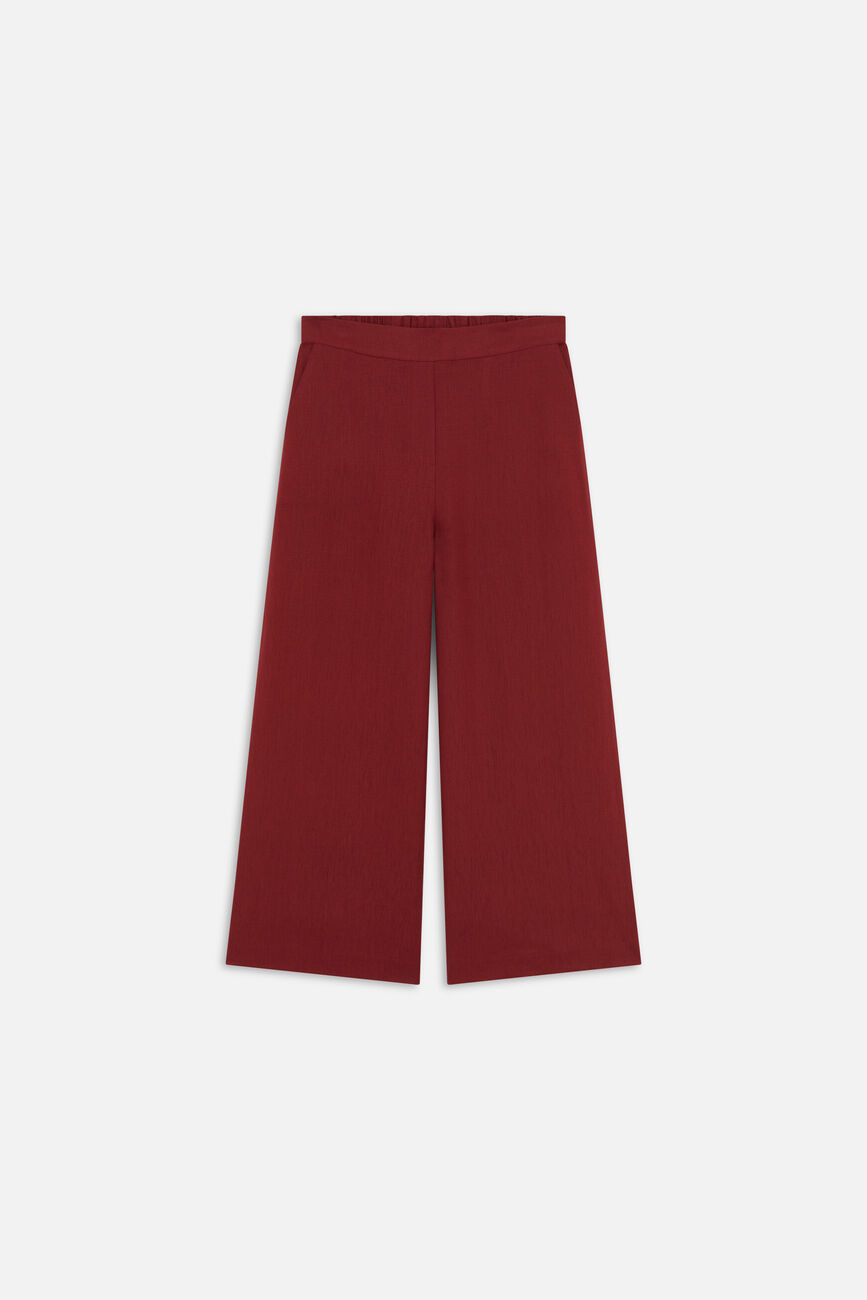Pantalón Pandi 100% lino burdeos mujer
