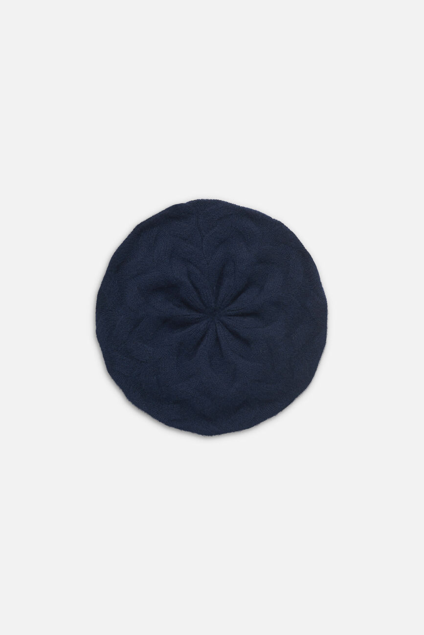 Beret berra 100% cachemire bleu marine femme