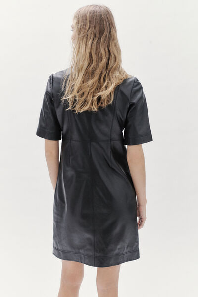 robe laure cuir 100% cuir noir femme