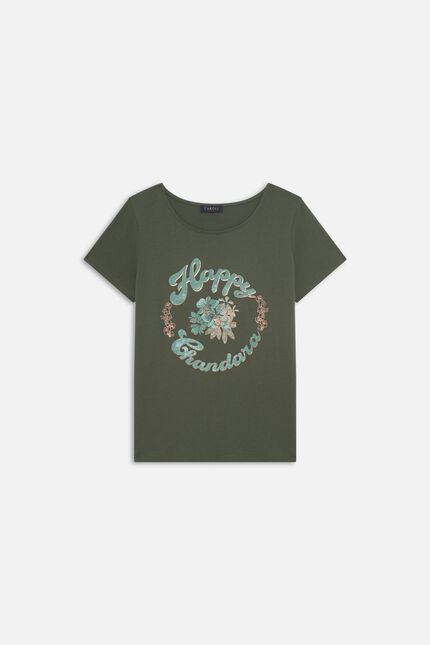 T-shirt Toutes à l'école Taxime Happy khakigrün damen