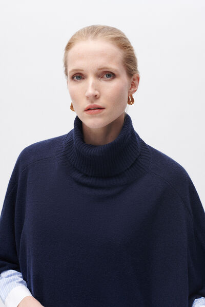 Poncho helise bleu marine femme