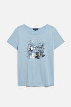 taxime house Toutes à l'école T-shirt stone denim woman