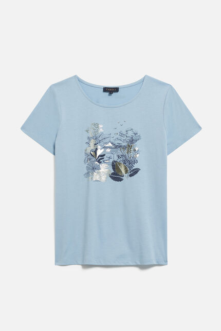 T-shirt Toutes à l'école taxime house denim stone donna