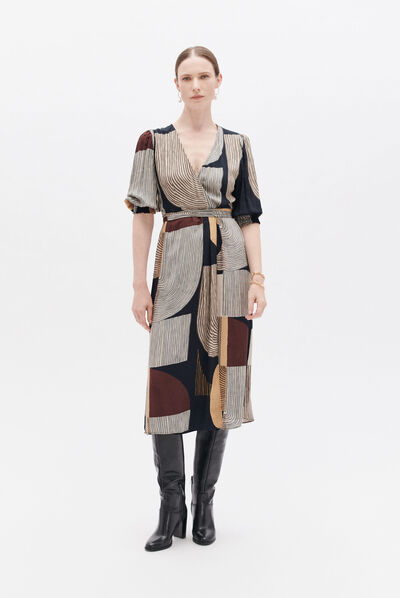 Vestido riselle gris mujer