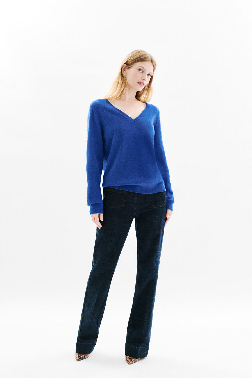 pullover marianne2 100 % kaschmir blu elettrico damen
