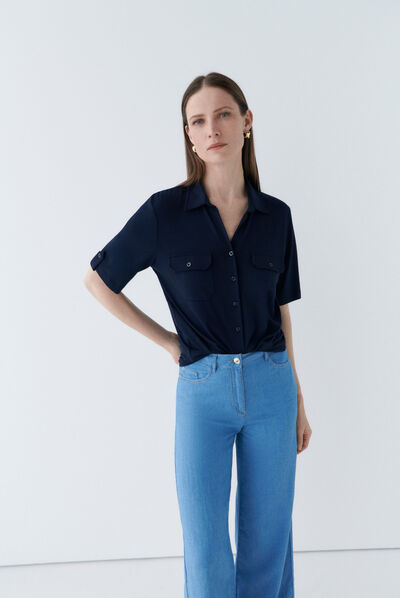 Camiseta testelo azul marino mujer