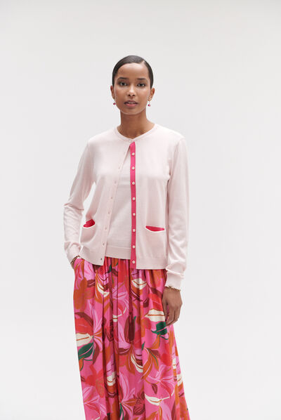 Gilet ava à détails colorés rose clair femme