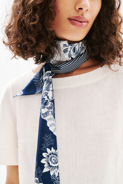 Foulard Mila 100% soie bleu marine femme