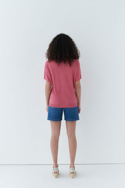 Pull milana 100% lin rouge fonce femme