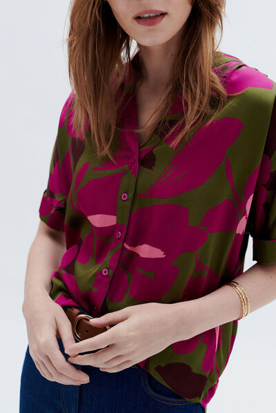 Camisa cado1 verde azeitona mulher