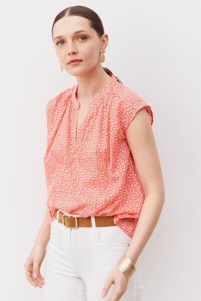 chemisier elio orange femme