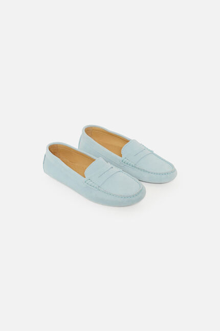 Mocassins stolima 100% cuir bleu ciel femme
