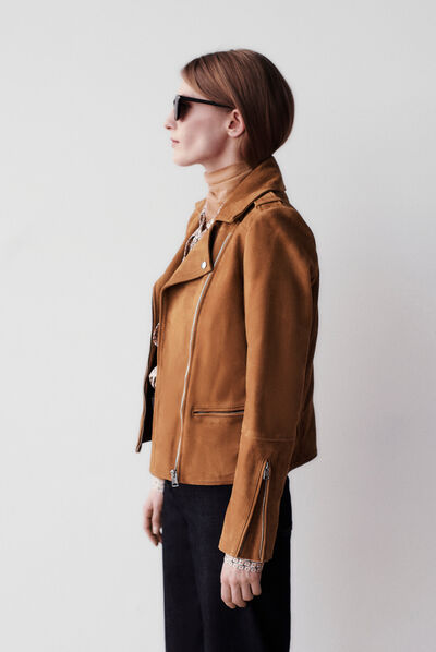 blazer polly 100% cuir camel femme