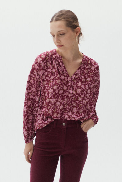 Fluwelen broek Chicago bordeaux vrouw