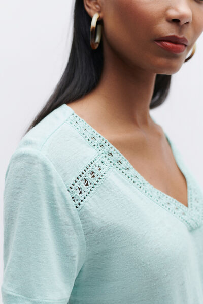 t-shirt lolita 100% lin vert menthe femme