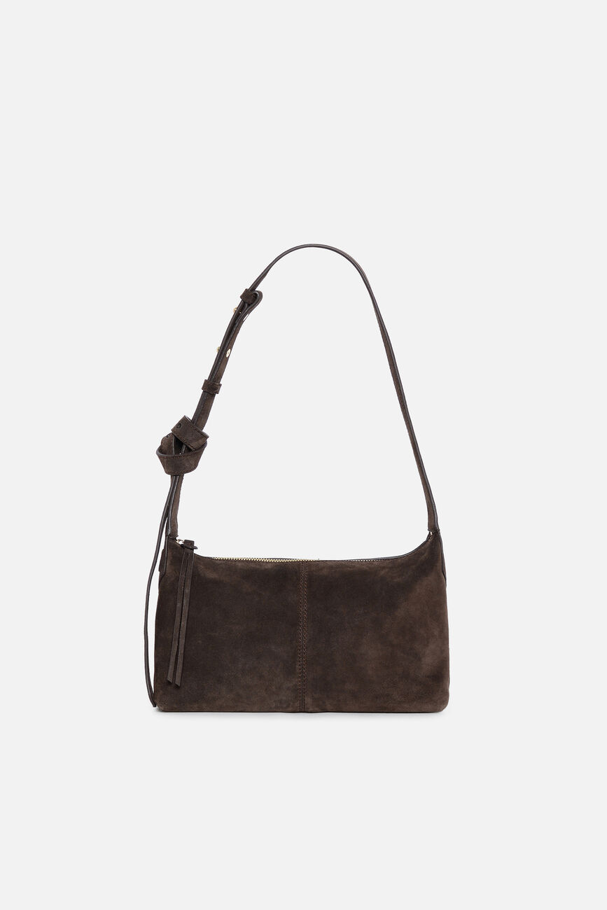 Sac Soa en croûte de cuir marron foncé femme