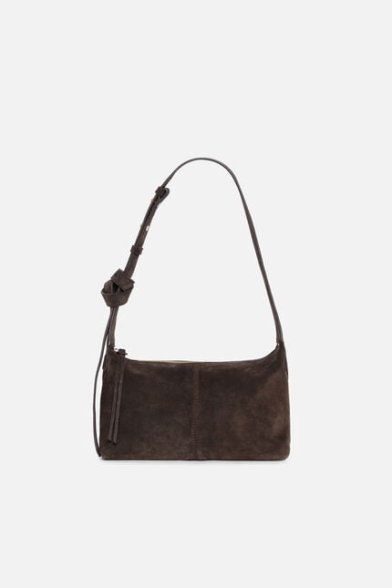Sac Soa en croûte de cuir marron foncé femme