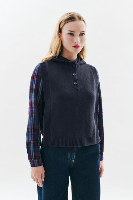 Poncho Yseo azul-marinho mulher