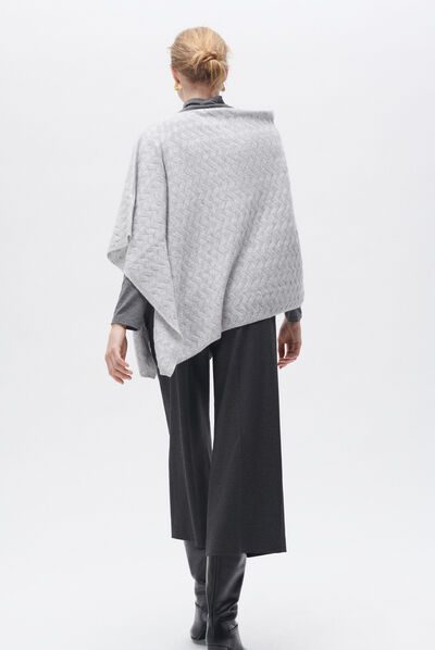 Poncho helea cinzento claro mulher