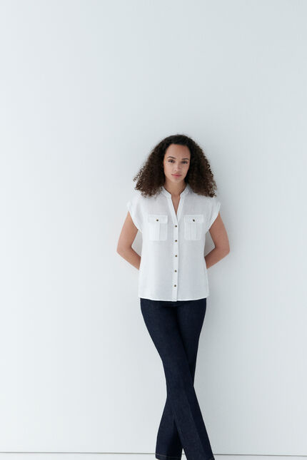 Camicia Gina 100% lino bianco donna