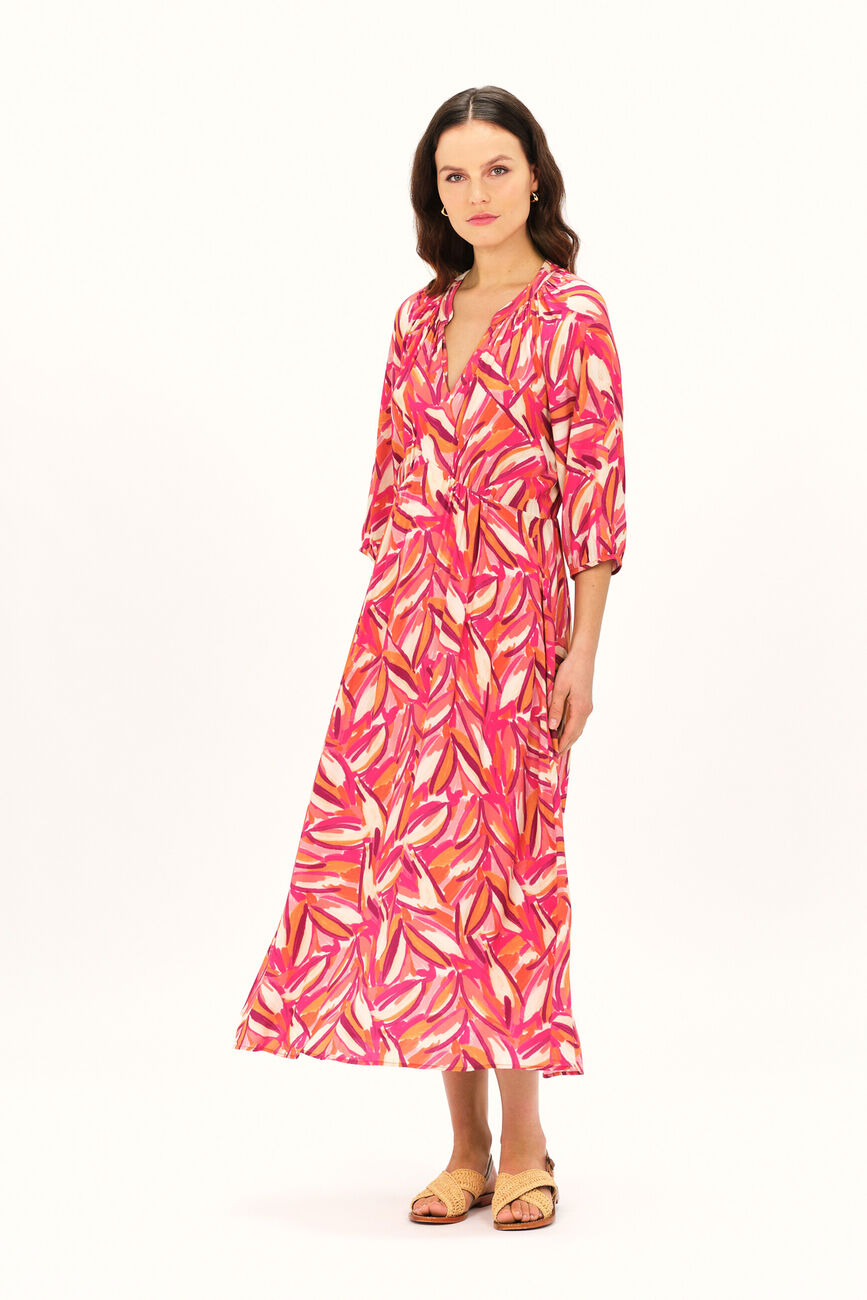 Robe ribye rose vif femme