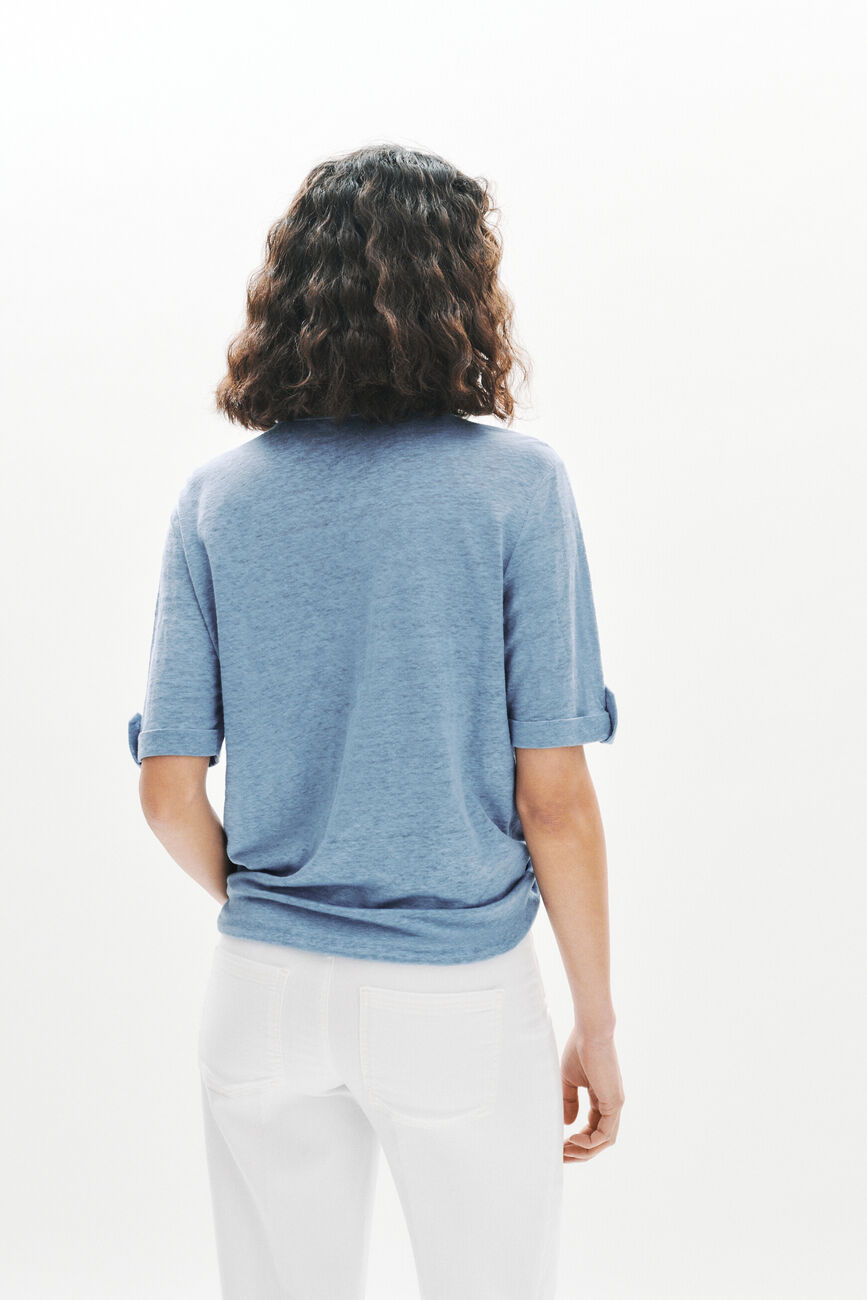 Camisa estela 100 % lino azul grisáceo mujer