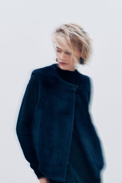 Galette coat navy blue woman
