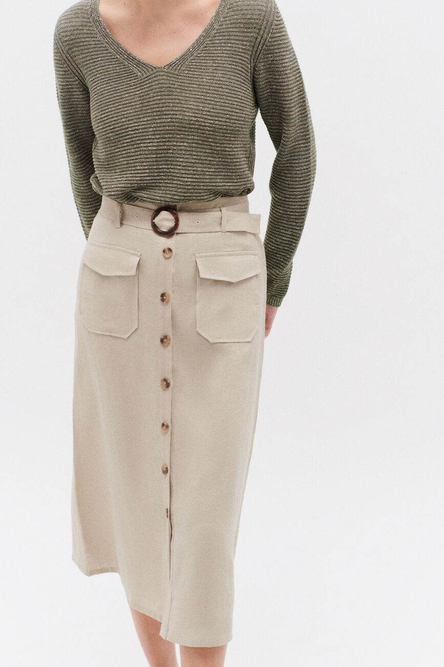 Agnes skirt 100% linen taupe woman