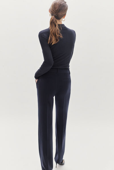 pantalon marius bleu marine femme