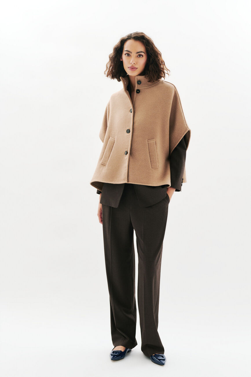 Poncho Holan camel femme