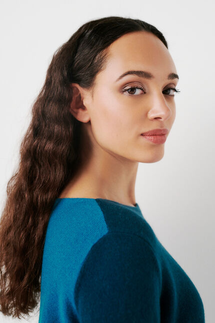 trui mamelie 100% kasjmier blauw turquoise vrouw